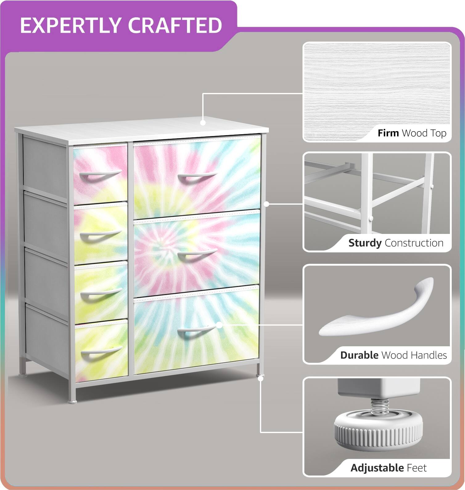 EXPERTLY CRAFTED

- Firm Wood Top
- Sturdy Construction
- Durable Wood Handles
- Adjustable Feet