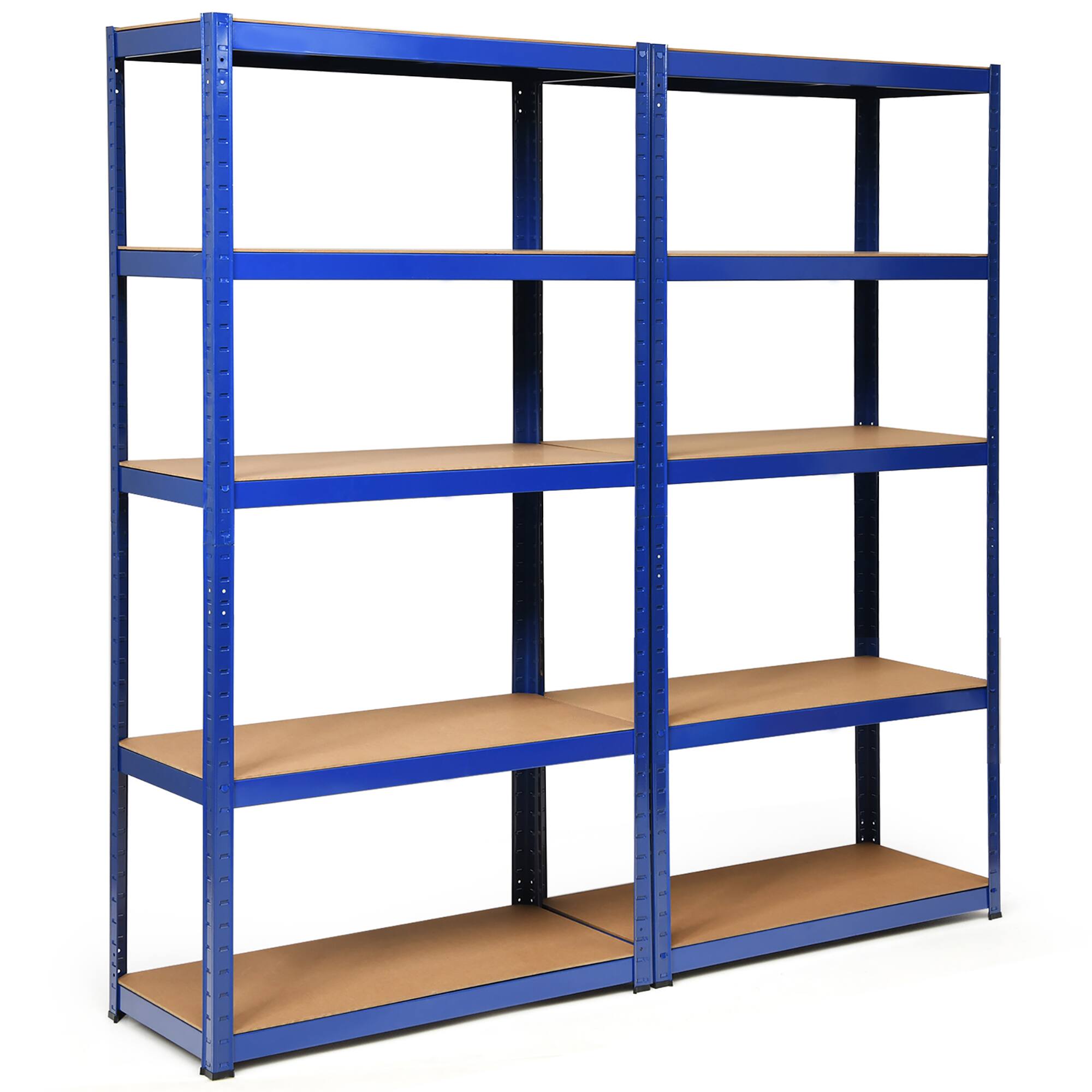 Front. Costway - Costway 2PCS 72"Heavy Duty Steel 5 Level Garage Shelf Storage Adjustable Shelves - Blue.