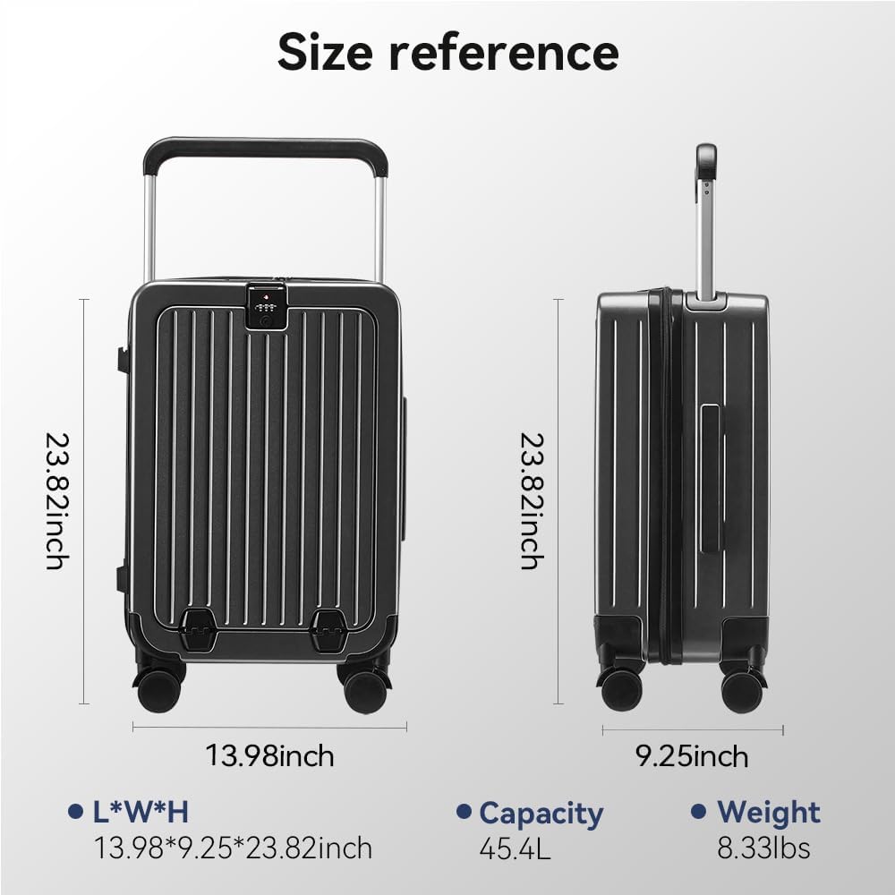 Size reference  
23.82inch x 23.82inch x 13.98inch x 9.25inch  
L*W*H: 13.98*9.25*23.82inch  
Capacity: 45.4L  
Weight: 8.33lbs