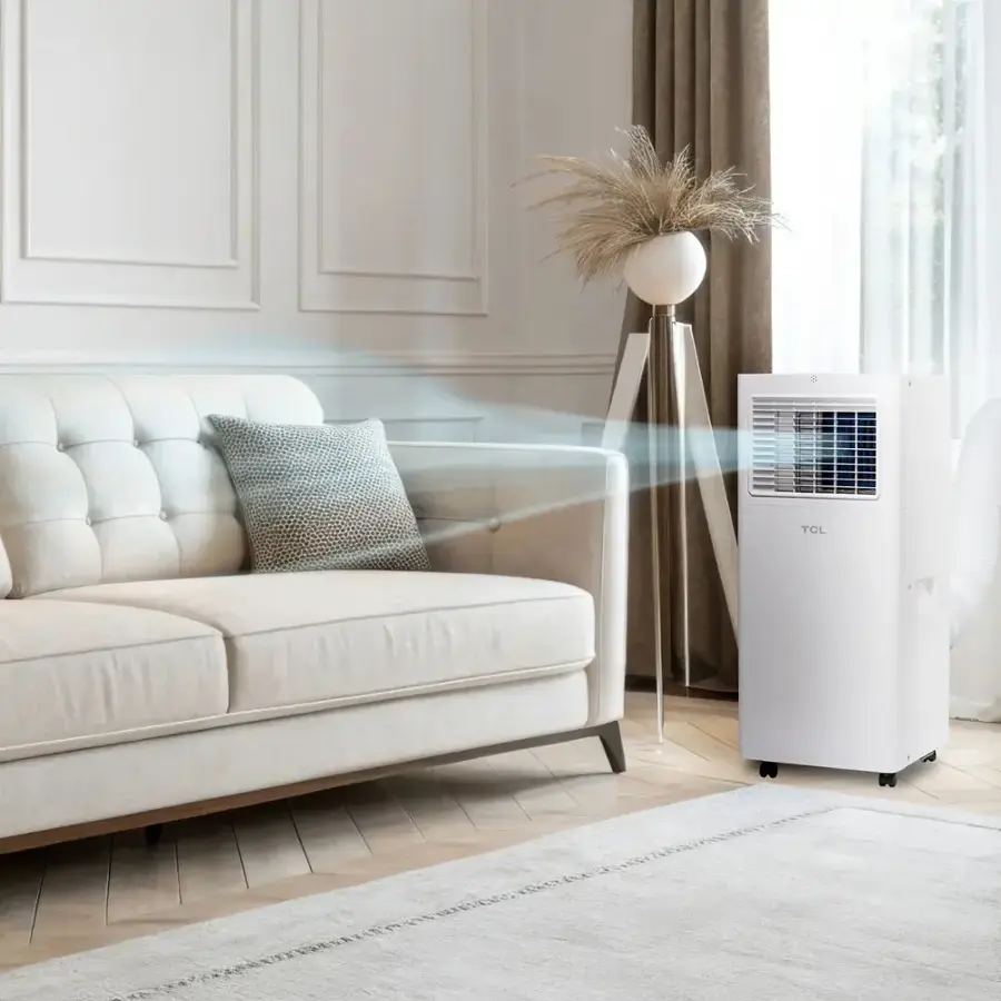 Alt View 12. TCL - 150 Sq. Ft. 5,000 BTU SACC (8,100 BTU ASHRAE) Smart Portable Air Conditioner - white.