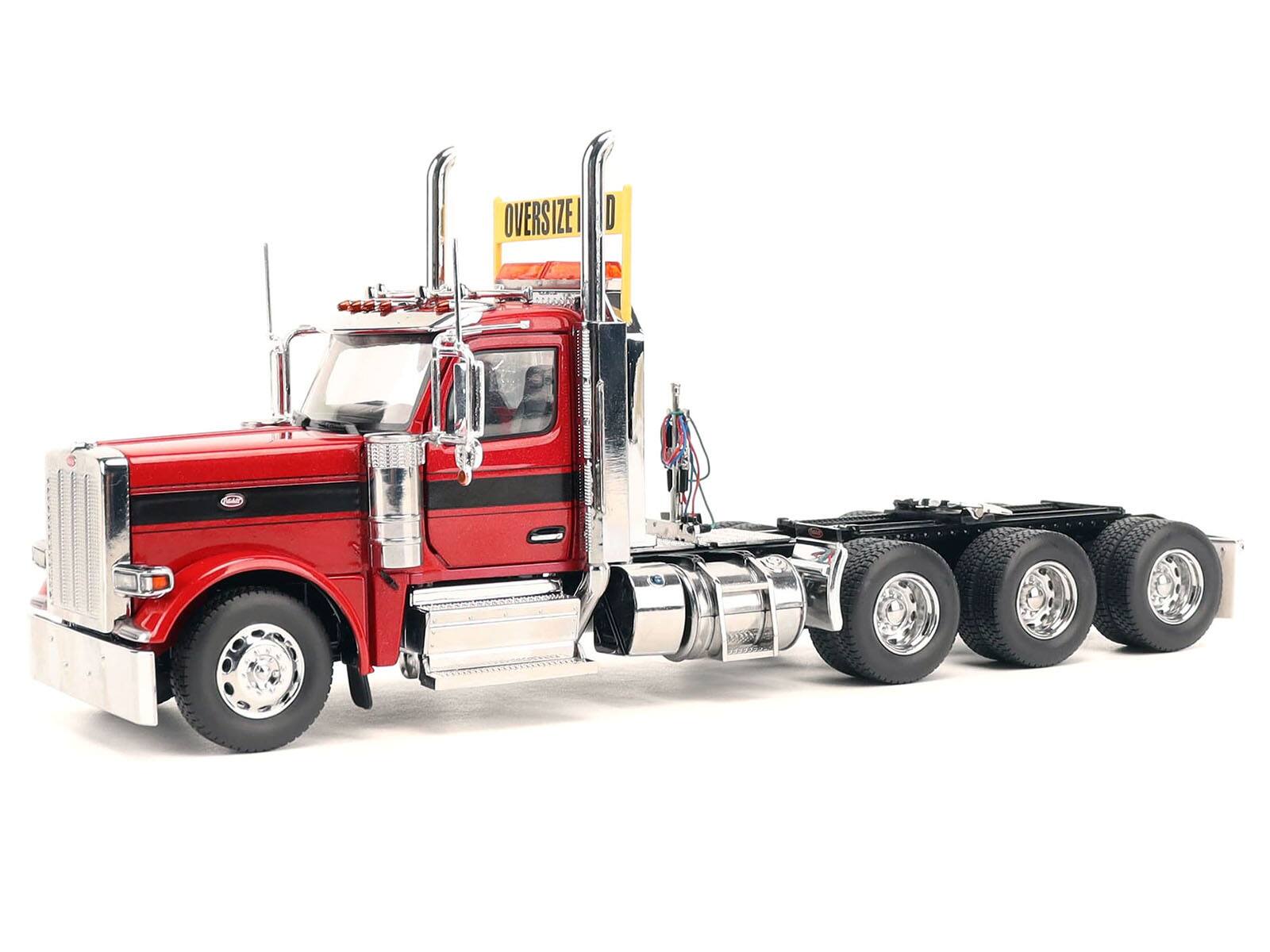 Alt View 5. Diecast Masters - Peterbilt 589 Tridem-Axle Truck Tractor with Day Cab Legendary Red "Transport Series" 1/32 Model by Diecast Masters.