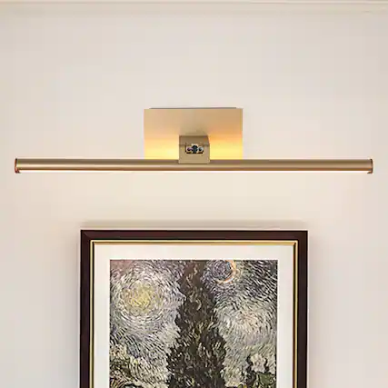 Front. Parrot Uncle - Gold Battery-Powered 3000K LED Vanity Light with Remote Control - Gold.