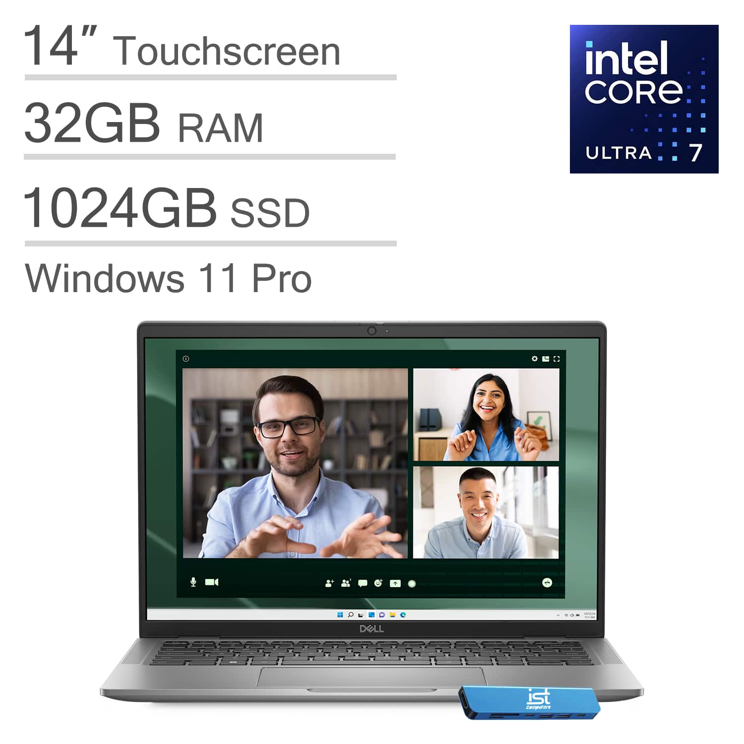 Dell - Latitude 7450 14" WUXGA 2-in-1 Touchscreen Laptop - Core Ultra 7 with 32GB Memory - 1TB SSD - Thunderbolt - Win 11Pro - Gray