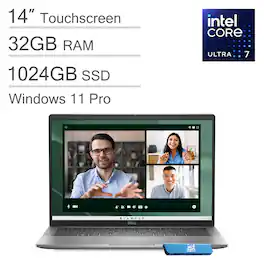 Dell - Latitude 7450 14" WUXGA 2-in-1 Touchscreen Laptop - Core Ultra 7 with 32GB Memory - 1TB SSD - Thunderbolt - Win 11Pro - Gray