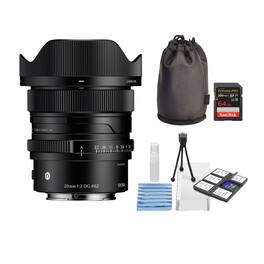 Sigma - 20mm F2 DG Black Contemporary Lens for Sony E Mount and Accessories Bundle