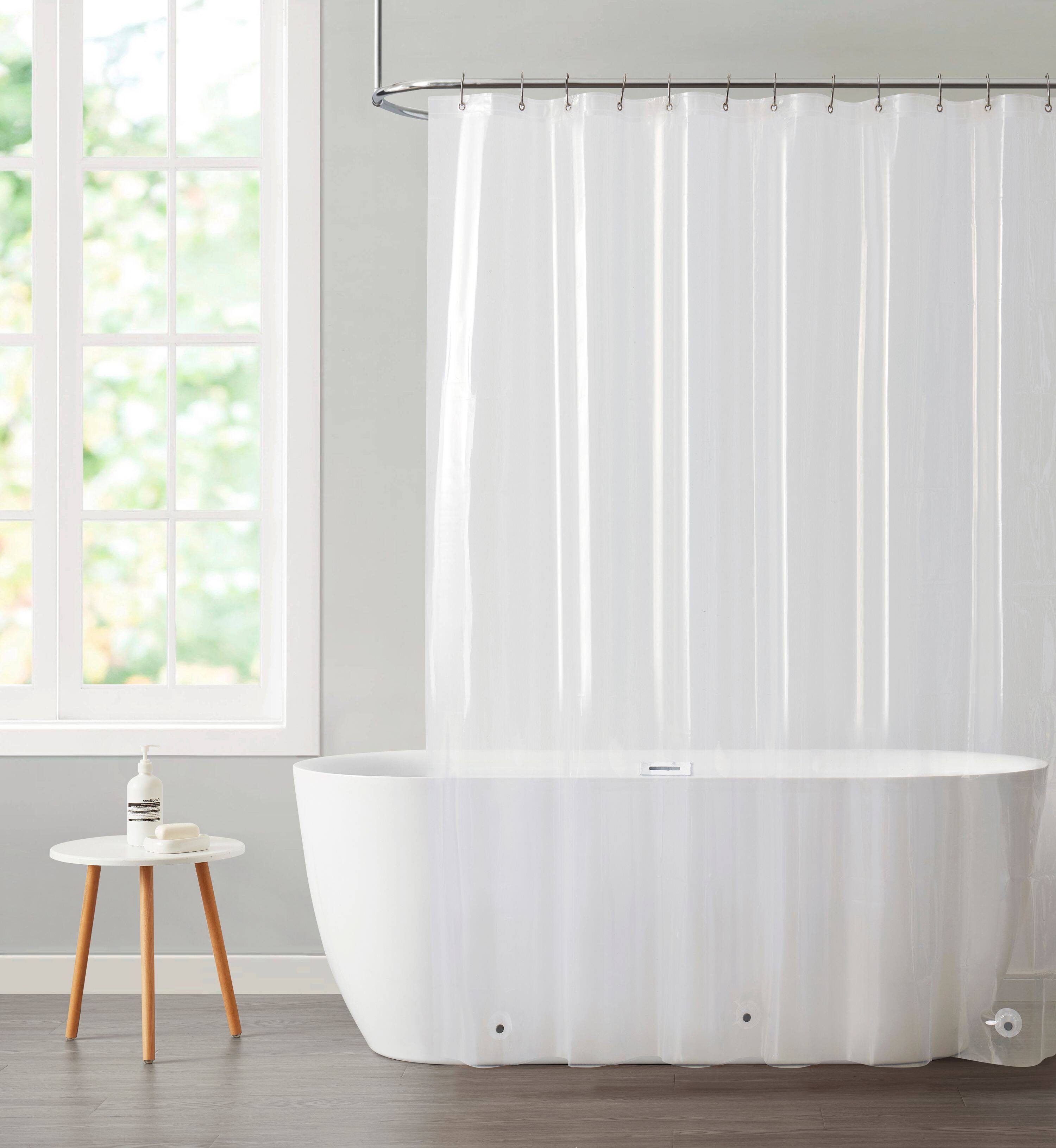 Left. Kate Aurora - Kate Aurora Hotel Heavy Duty 10 Gauge Vinyl Shower Curtain Liners - Super Clear 72" x 72" Standard Shower Curtain Liner - Super Clear.