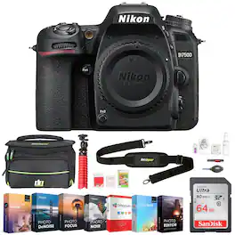 Bundle - Nikon - D7500 20.9MP DX-Format 4K Ultra HD DSLR Camera (Body Only) + 64GB Accessory Package