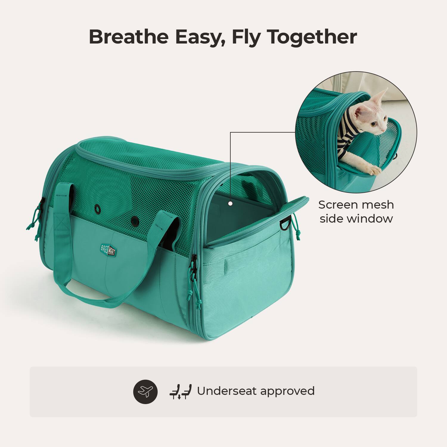 Breathe Easy, Fly Together

Screen mesh side window

Underseat approved