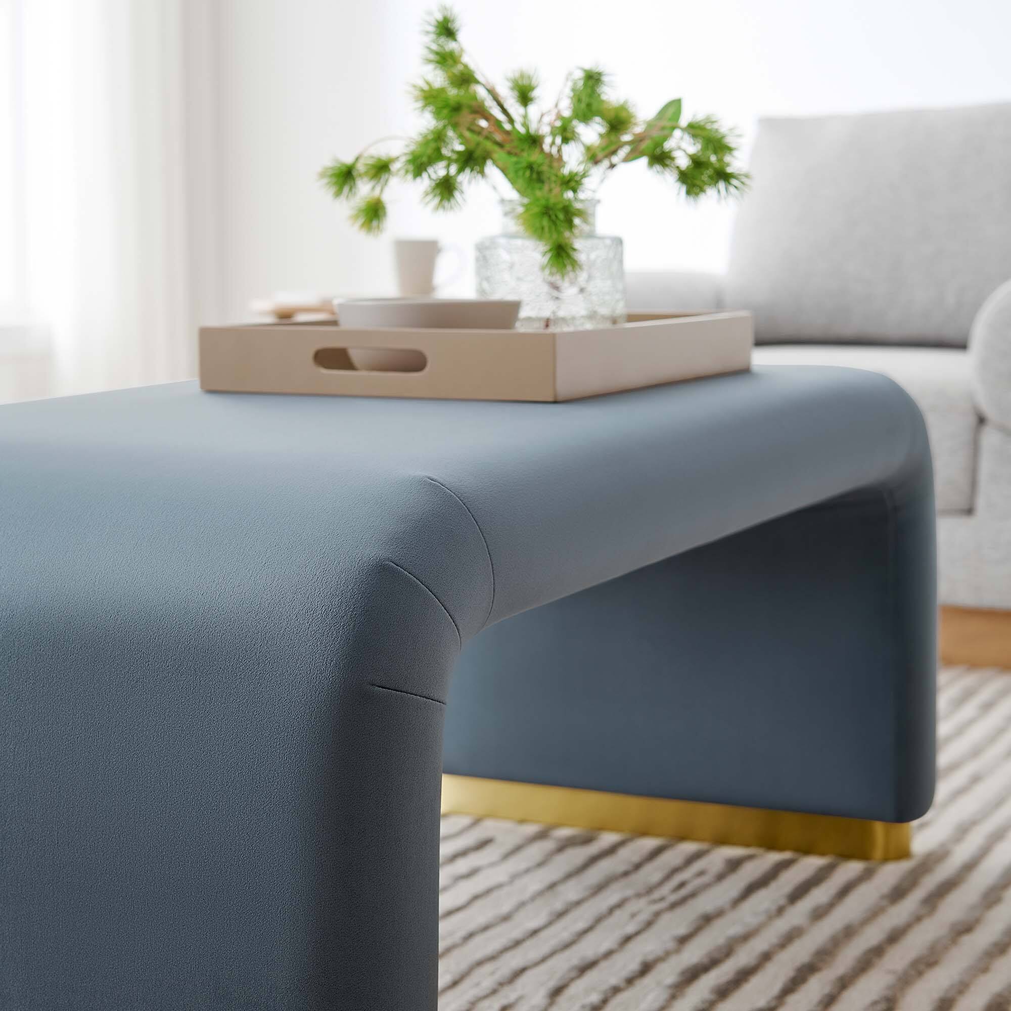 Alt View 1. Modway - Koda Performance Velvet Waterfall Ottoman by Modway - Brass Cadet Blue.