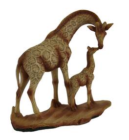 Zeckos - A Mother's Love Giraffe and Calf Wood Finish Statue - Tan