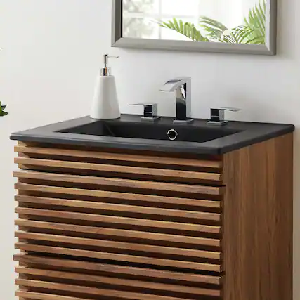 Front. Modway - Cayman Bathroom Sink - Black.