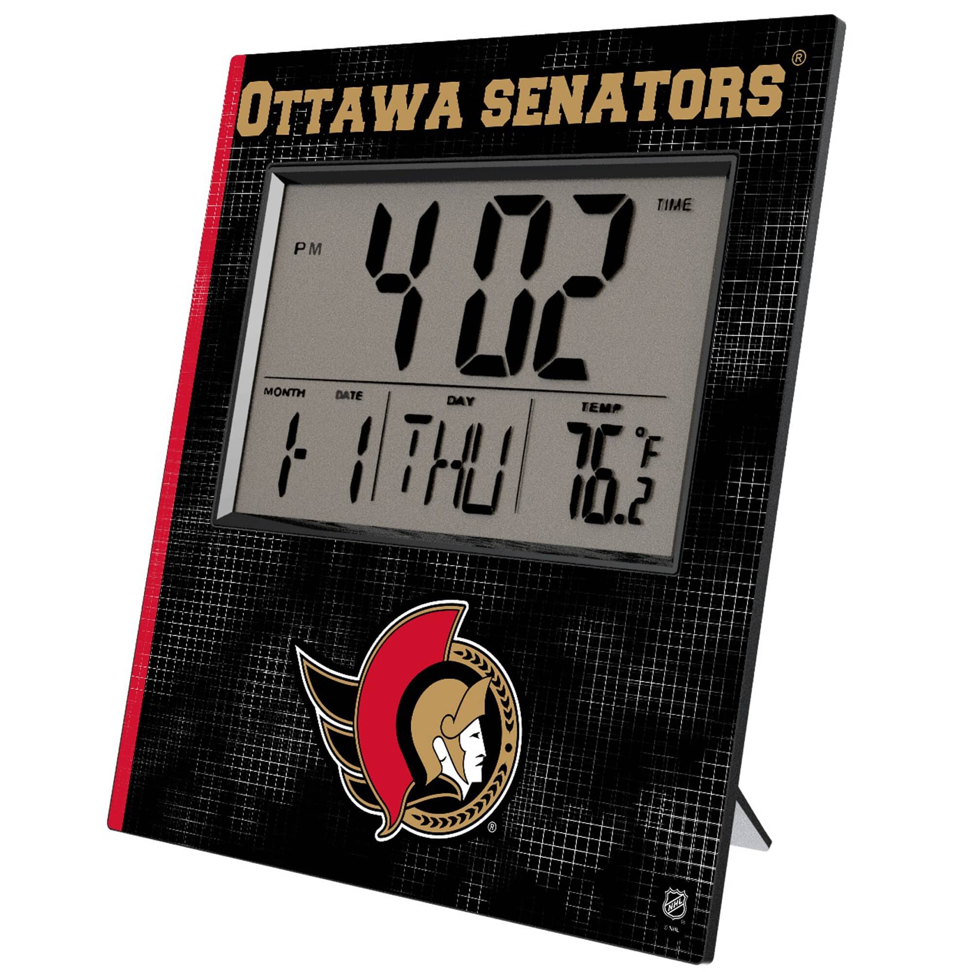 Keyscaper - Ottawa Senators Cross Hatch Digital Desk Clock - Multicolor