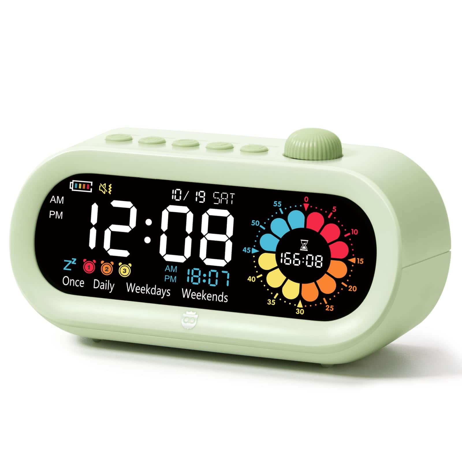 Dazzed Corner - Digital Visual Timer for Kids & Adults, 3-in-1 Silent Countdown Clock - Green
