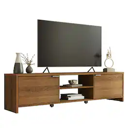 Madesa - TV Stand Large Media Console with Cable Management 70"L Media Storage - Rustic