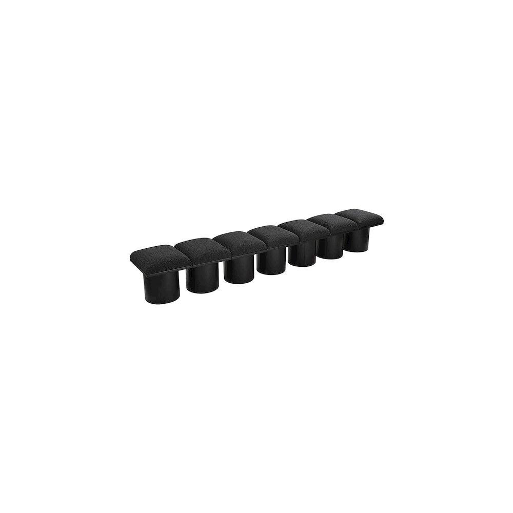 Back. Meridian Furniture - Pavilion Black Boucle Fabric Bench - Black Boucle Fabric.