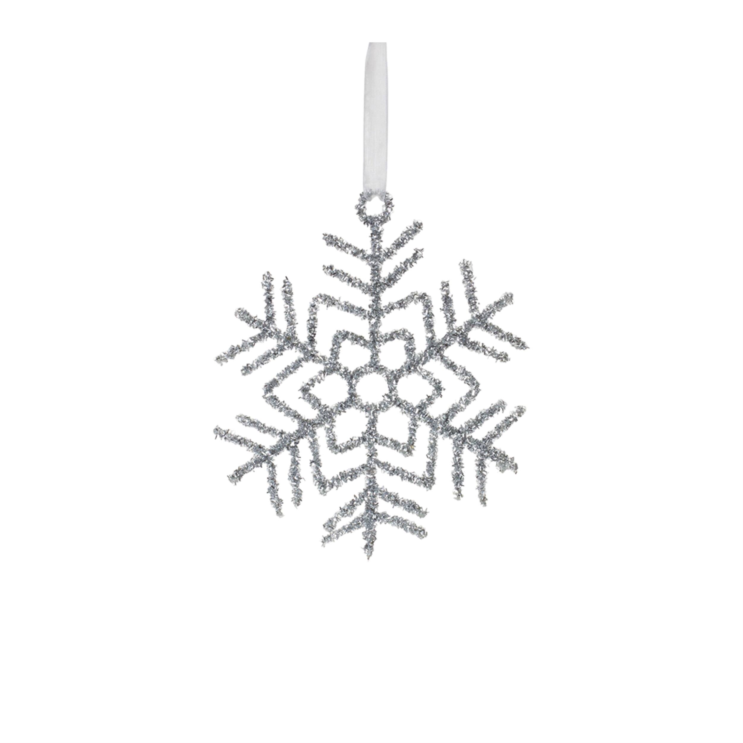 Alt View 2. BreeBe - Glittered Wire Snowflake Ornament (Set of 12) - Silver.