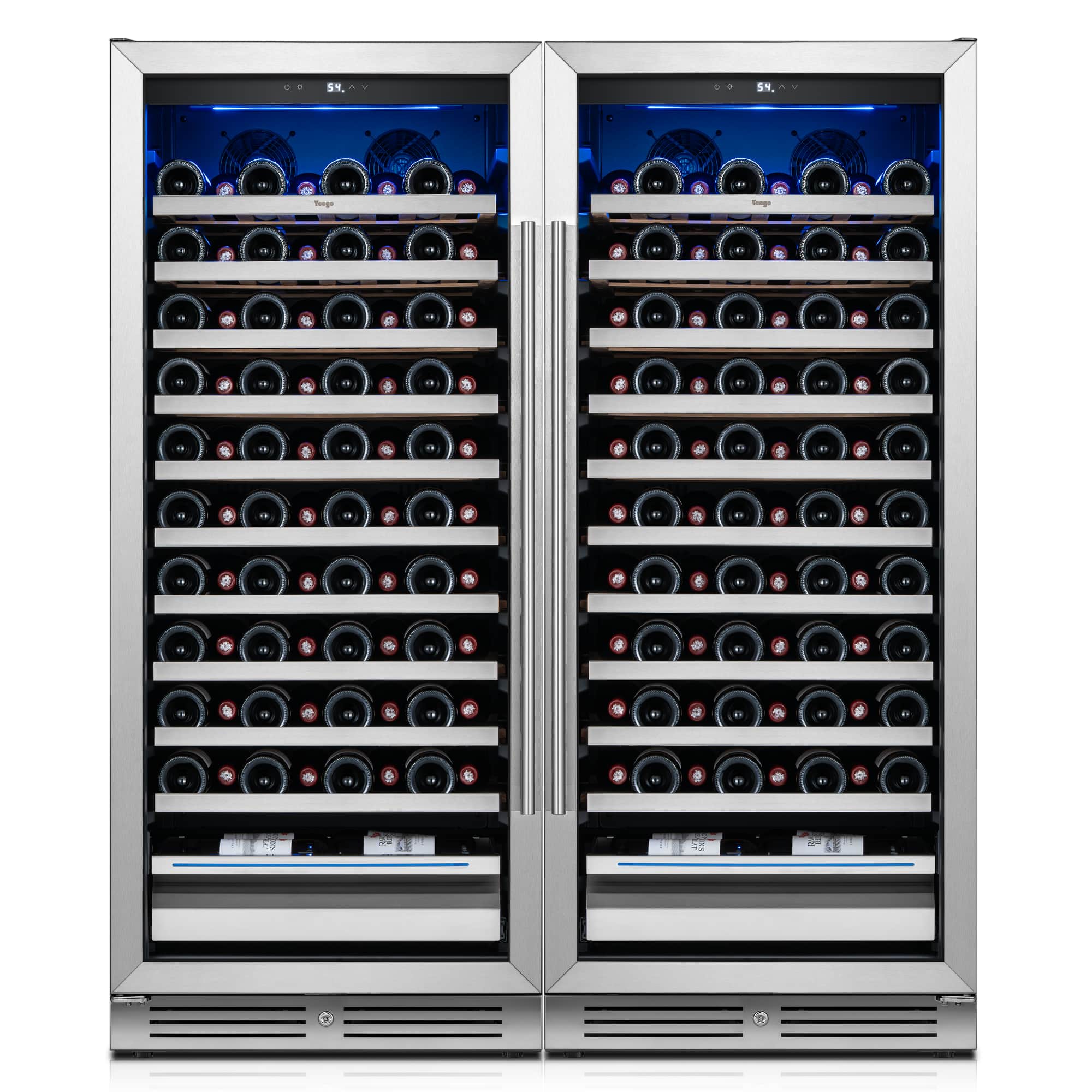Yeego - 48 inch Wine Cooler Refrigerator, 178-Bottle , 40°F-65°F , Built-in or Freestanding Wine Fridge for Home/Bar/Kitchen - Stainless Steel