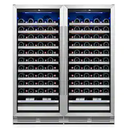 Yeego - 48 inch Wine Cooler Refrigerator, 178-Bottle , 40°F-65°F , Built-in or Freestanding Wine Fridge for Home/Bar/Kitchen - Stainless Steel