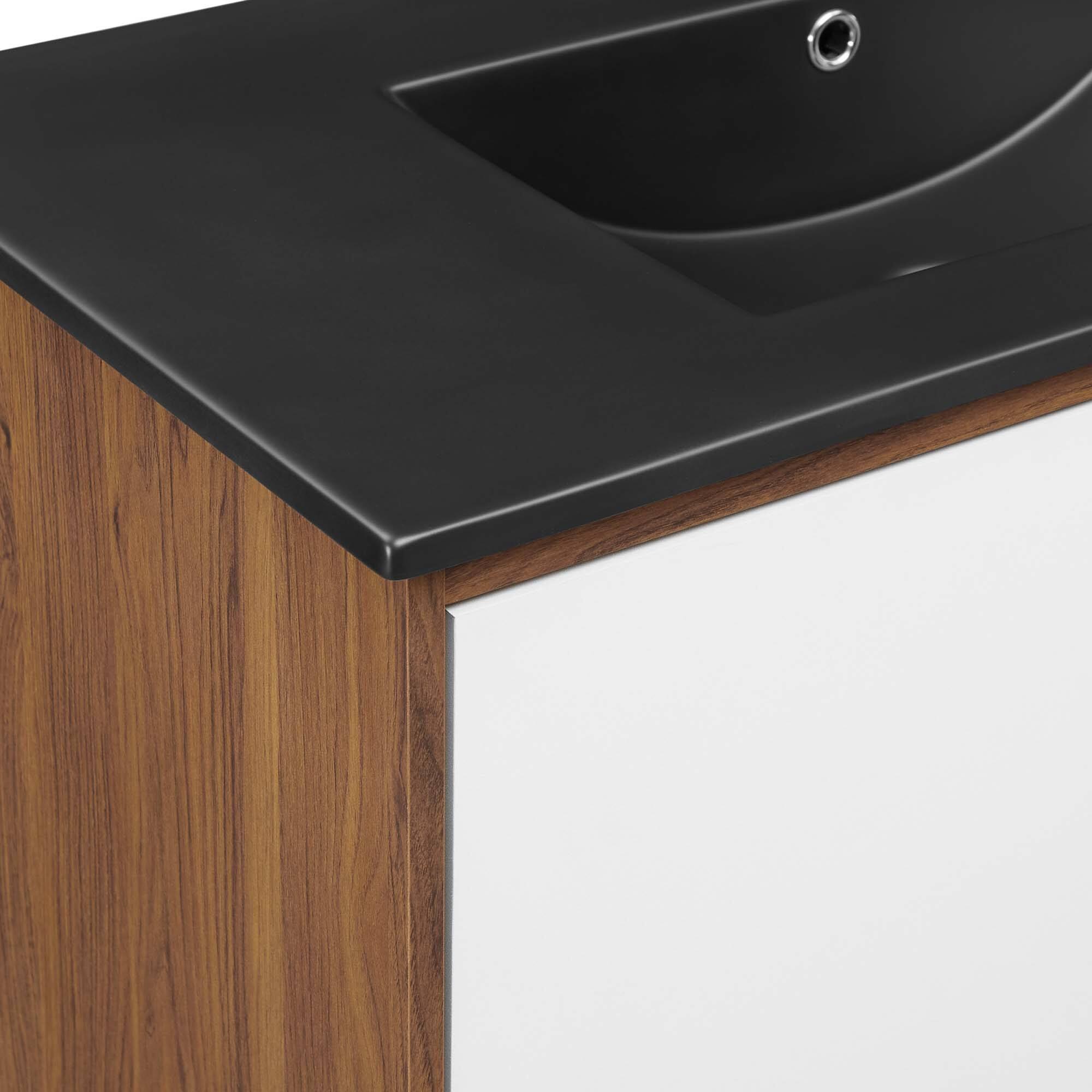 Alt View 5. Modway - Transmit Bathroom Vanity Basin Included - Walnut Black.