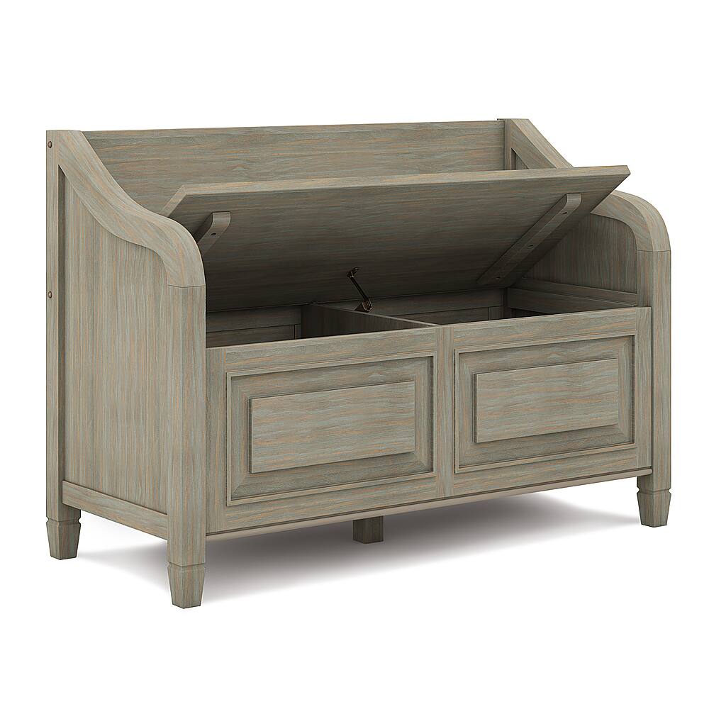Left. Simpli Home - Connaught Entryway Storage Bench - Distressed Grey.