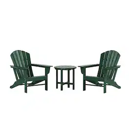 WestinTrends - Dylan 3-Piece Outdoor Adirondack Chair with Side Table Set - Dark Green