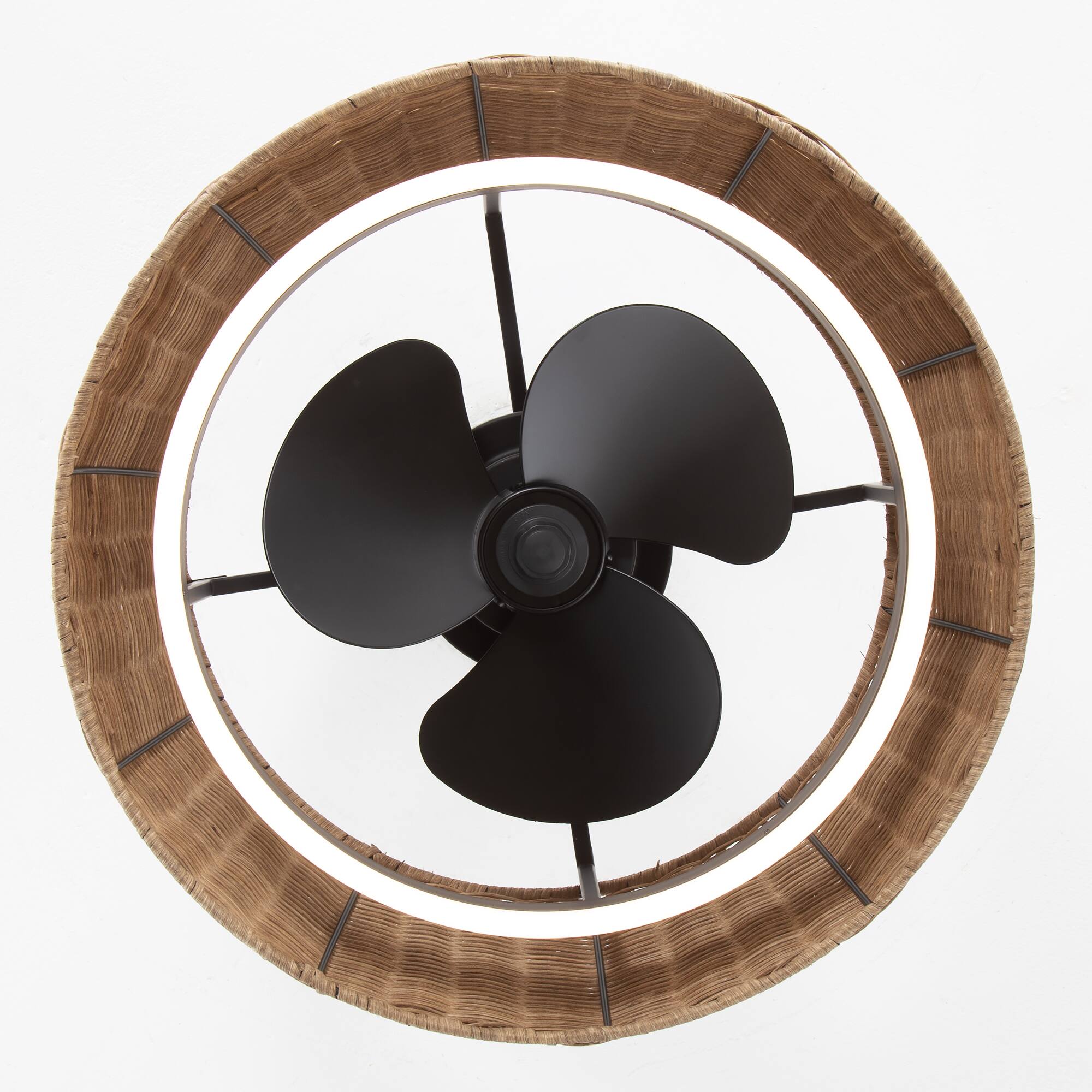 Alt View 9. Breezary - 20-Inch Cage Ceiling Fan with Light Kit, 3 ABS Blades, 6" Downrod, DC Motor, 6-Speed Remote Control with Timer - Matte Black.