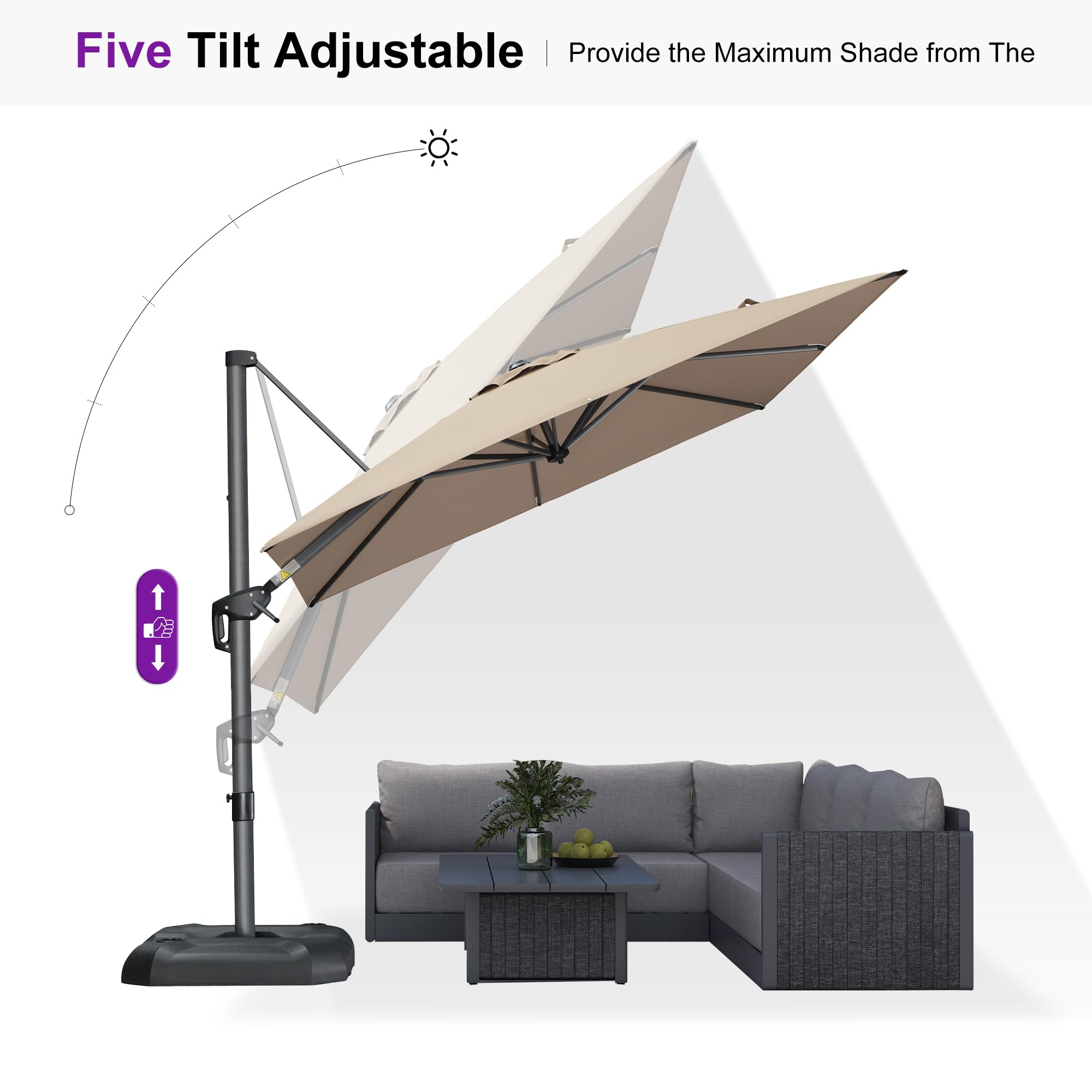 Five Tilt Adjustable  
Provide the Maximum Shade from The Sun