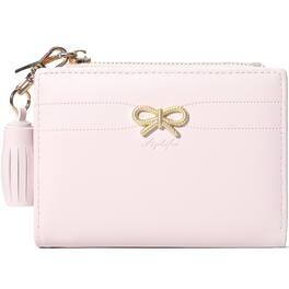 Jadie Link - Fashion Wallets Cute Small Bow Wallet Aesthetic Card Holder Bifold Purse Pocket Zipper Women simple Pink Premium - Pink-Simple Bow
