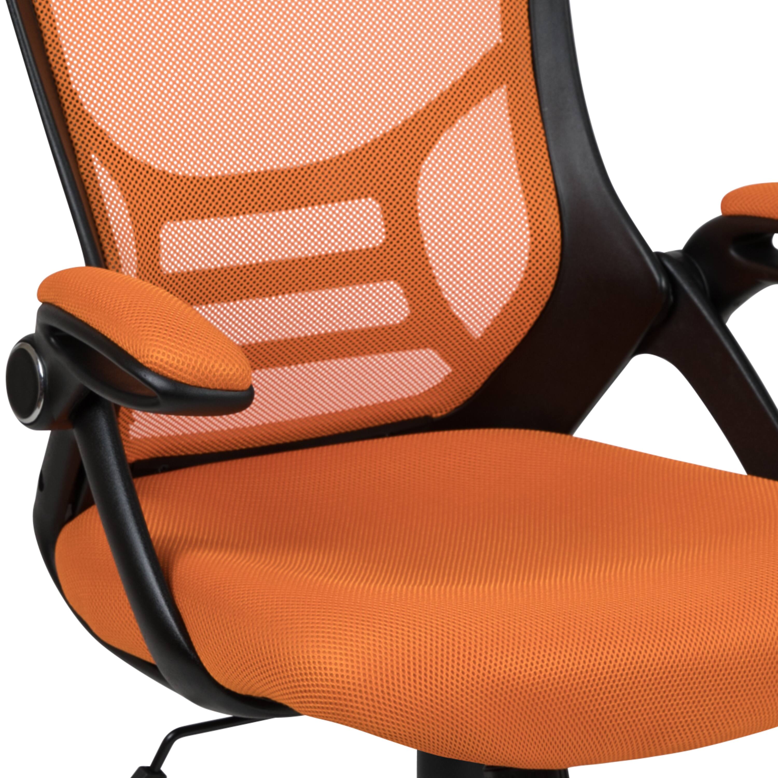 Alt View 10. Emma + Oliver - High Back Mesh Ergonomic Office Chair with Flip-up Arms - Orange.
