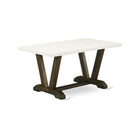 East West Furniture - V-Style Dining Rectangle Wooden Table Top with Stylish Legs - Brown