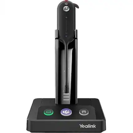 Front. Yealink - Yealink WH63 Headset - Mono - Micro USB 2.0 - Wired/Wireless - DECT - 393.7 ft - 32 Ohm - 20 Hz to 14 kHz - Earbud - Black.
