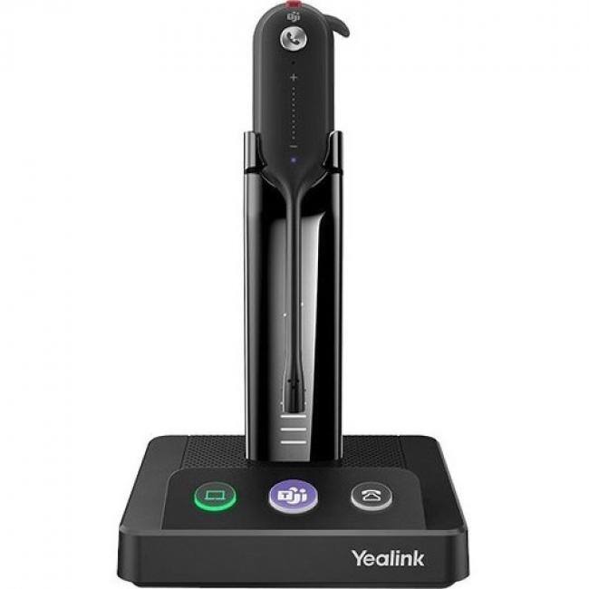 Front. Yealink - Yealink WH63 Headset - Mono - Micro USB 2.0 - Wired/Wireless - DECT - 393.7 ft - 32 Ohm - 20 Hz to 14 kHz - Earbud - Black.