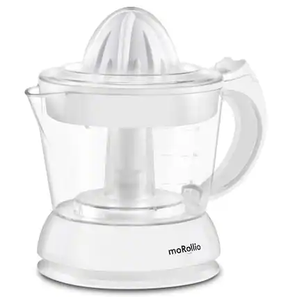 Front. moRollio - Compact 24oz Electric Citrus Juicer - White.