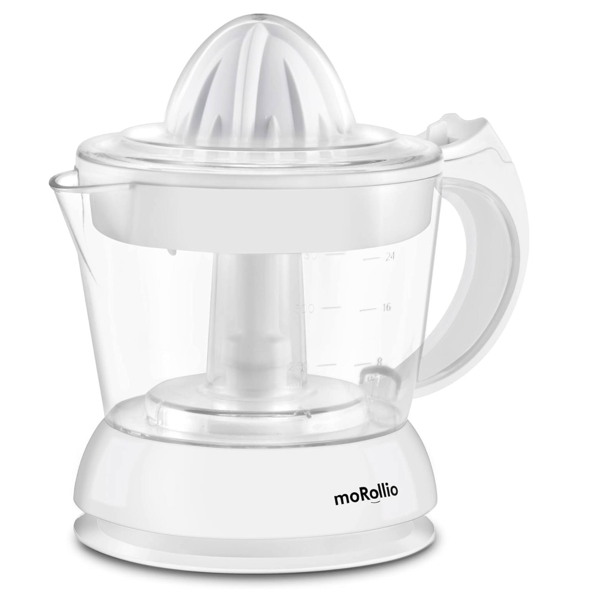 Front. moRollio - Compact 24oz Electric Citrus Juicer - White.