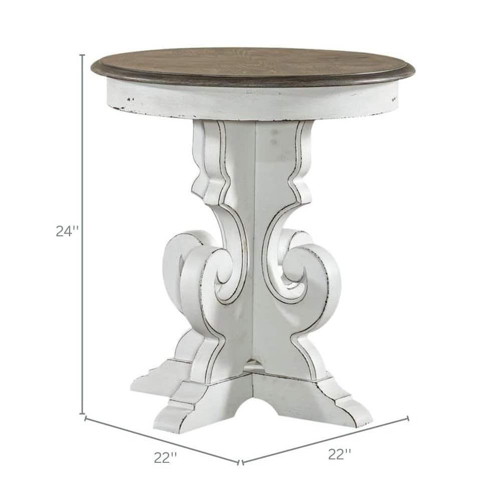 Starlight Canyon Home - Antique Round Side Table Accent Piece for Rustic Living Rooms - White