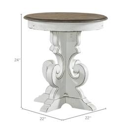 Starlight Canyon Home - Antique Round Side Table Accent Piece for Rustic Living Rooms - White
