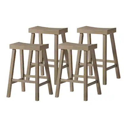 Front. Maven Lane - Maven Lane Vincent Wooden Rustic Aesthetic Kitchen Counter Stool, Set of 4 - Antiqued Grey.