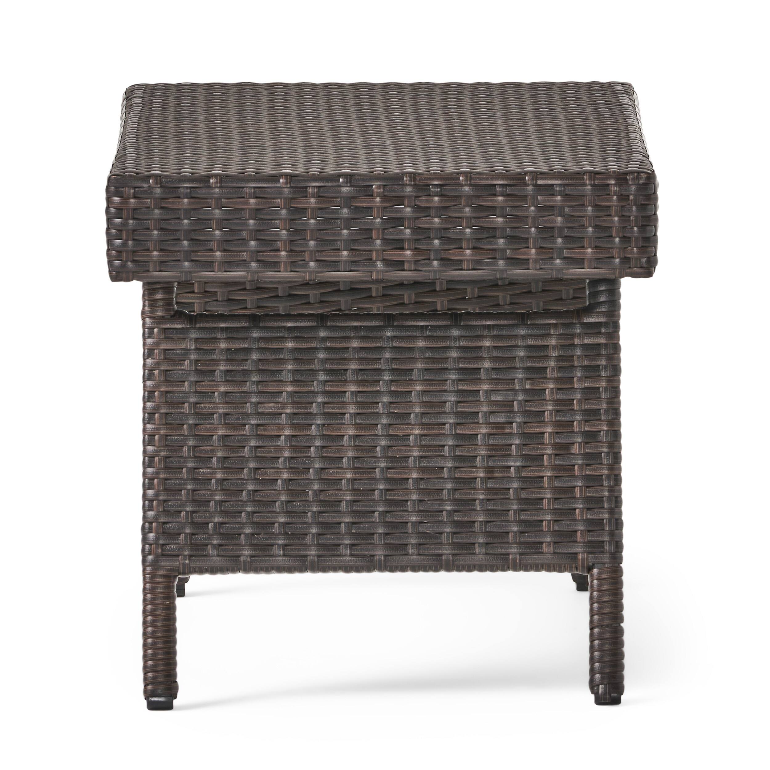 Alt View 4. APRILSOUL - Salem Pe Wicker Snack Table Constructed with brown allweather wicker - Brown Multi.