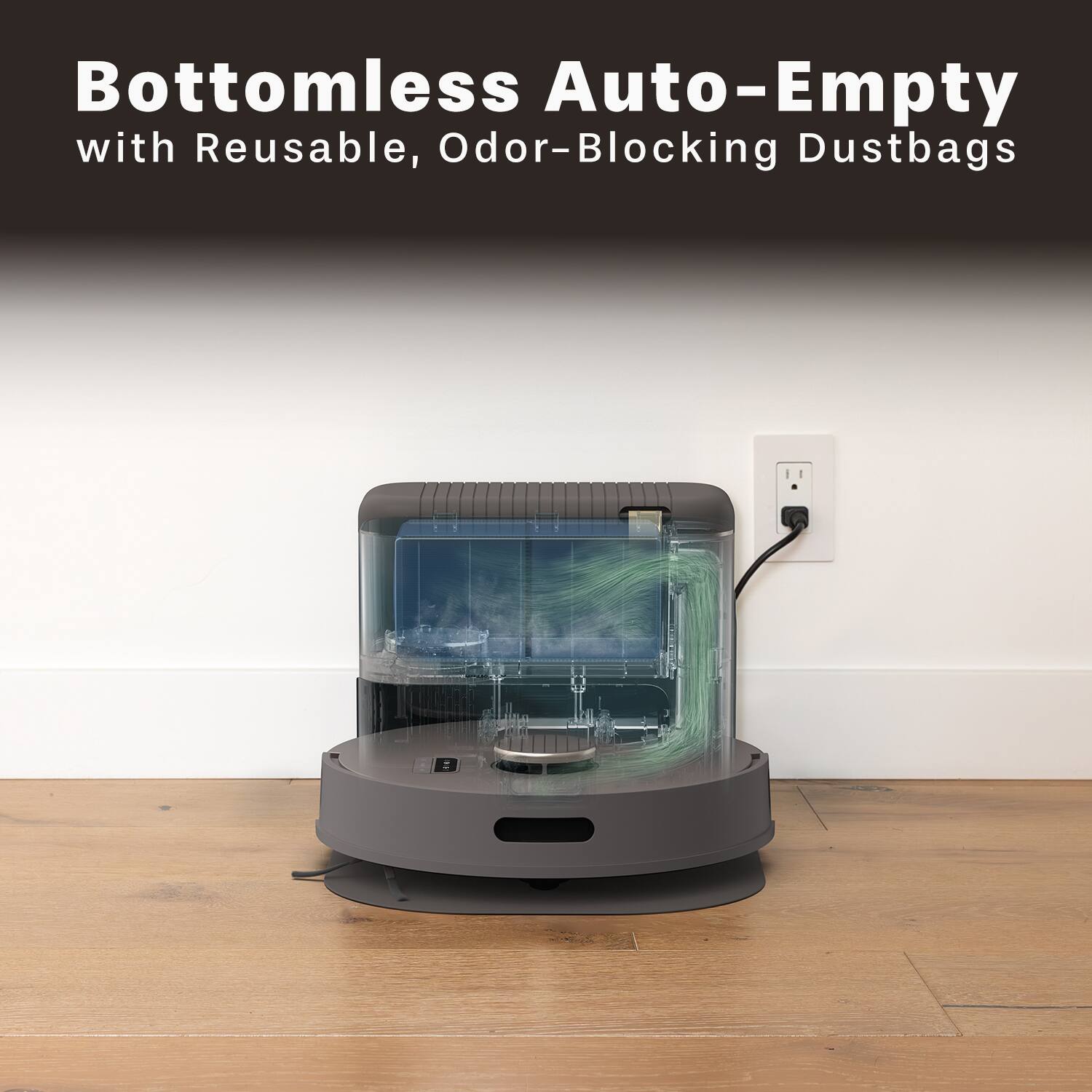 Bottomless Auto-Empty with Reusable, Odor-Blocking Dustbags
