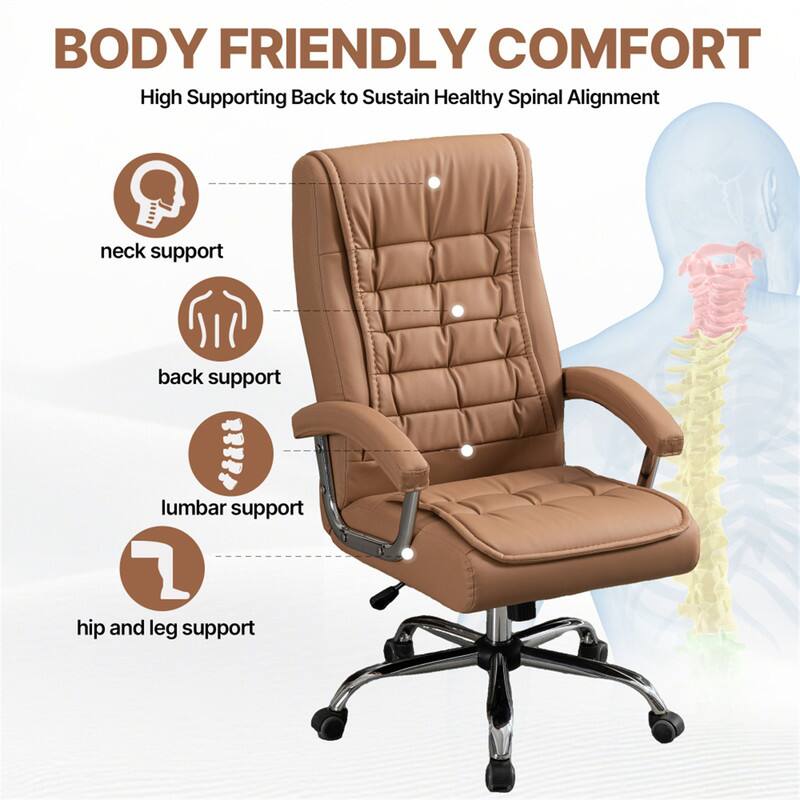 BODY FRIENDLY COMFORT  
High Supporting Back to Sustain Healthy Spinal Alignment  
neck support  
back support  
lumbar support  
hip and leg support