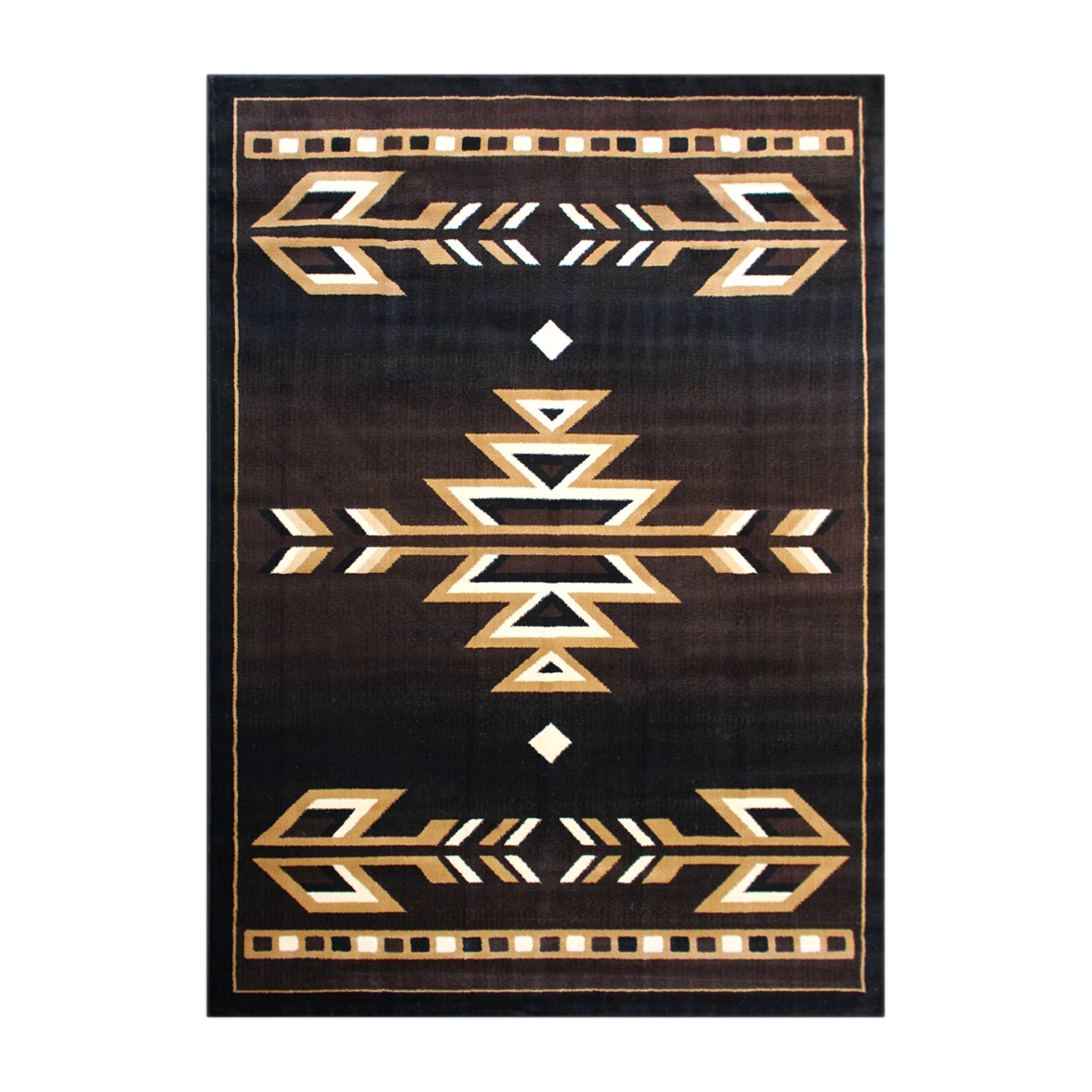 Alt View 1. Emma + Oliver - Sedona Olefin Accent Rug with Southwestern Geometric Arrow Design and Natural Jute Backing - Brown.