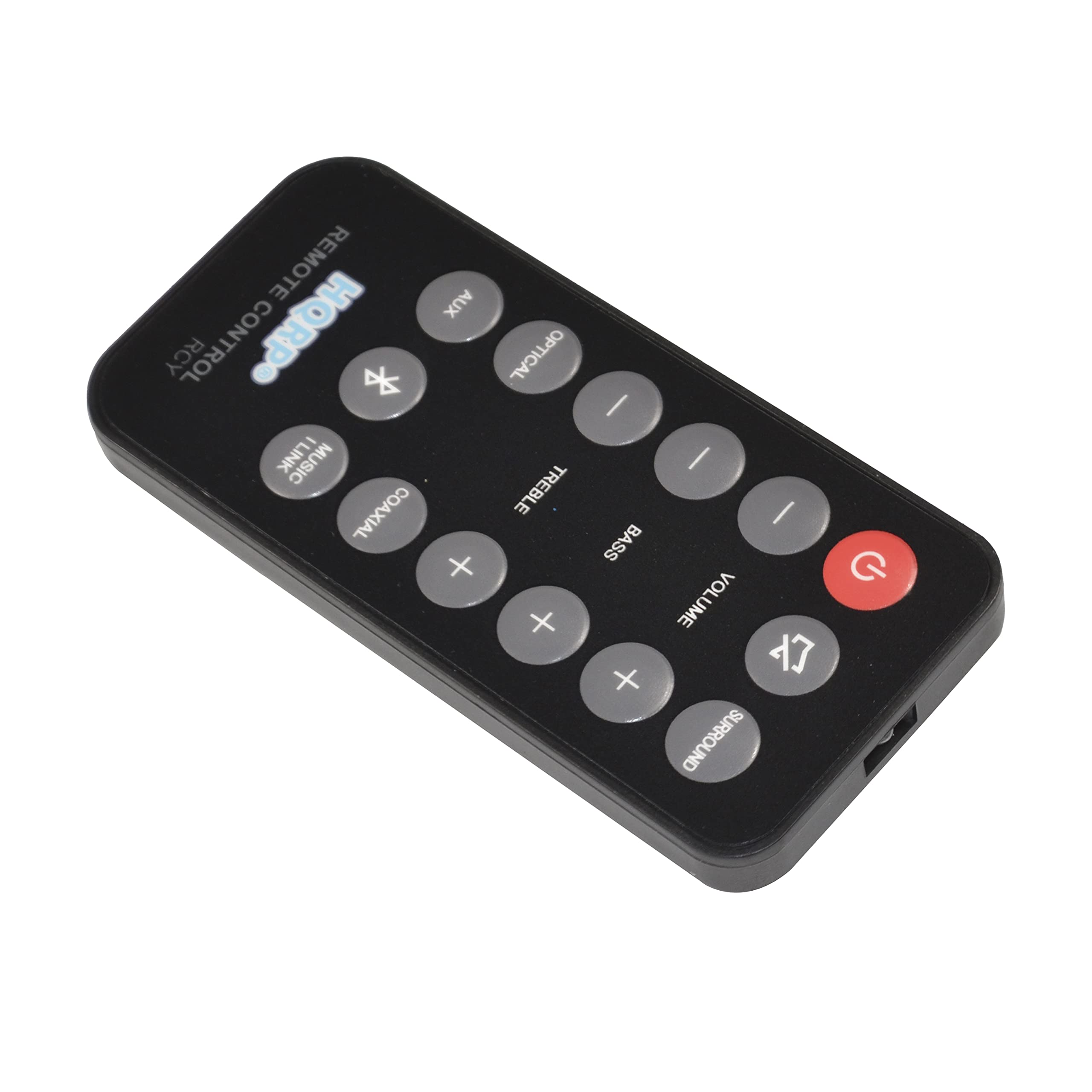 REMOTE AUX RCY CONTROL HQRP OPTICAL - MUSIC COAXIAL TREBLE E + + I I I BASS VOLUME + SURROUND G