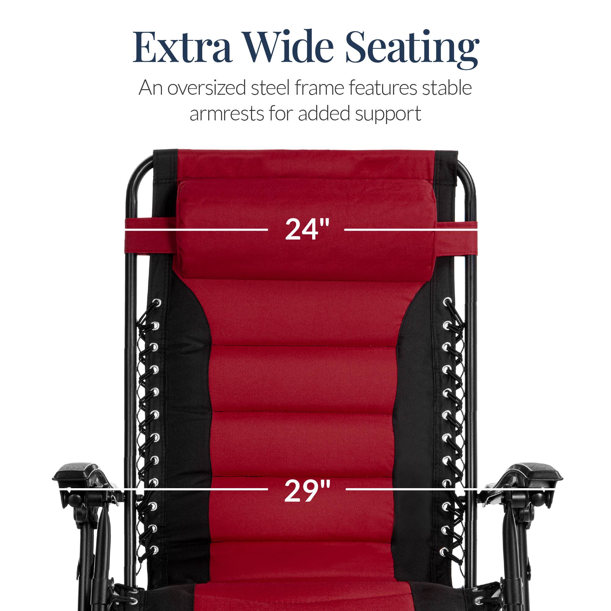 Extra Wide Seating

An oversized steel frame features stable armrests for added support

24"

29"