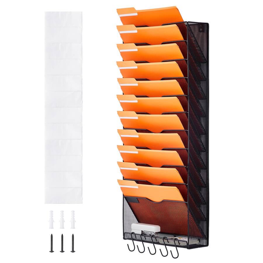 VEVOR File Wall Rack, One Piece 12 Pockets Mesh Wall File Holder, Wall ...