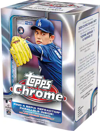- Collect the entire 300-CARD BASE SET featuring Chromium versions of top players from across TOPPS SERIES 1 & SERIES 2!
- Look for 4 Exclusive Refractor Value Box!
- Keep an eye out for Exclusive Chrome Refractor Autographs, as well as many vibrant chrome parallels!
- Collect Chrome Rookies for the top newcomers such as Dylan Wood, Wilson, and more!
- MLB Chews, Seseko, James, Wilson, Jacob
- 7 PACKS 14 CARDS PER PACK 28 TOTAL CARDS
- FIND 4 SEPIA REFRACTOR PARALLELS INSIDE!
- (NO PURCHASE NECESSARY. VISIT TOPPS.COM/MPN FOR DETAILS AND ENTRY.)
- OFFICIALLY LICENSED PRODUCT OF MAJOR LEAGUE BASEBALL PLAYERS, Inc.