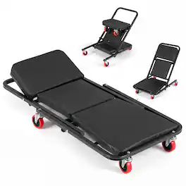 Costway - 41" Foldable Mechanic Creeper with 6 Wheels, Adjustable Low Profile Creeper - Black
