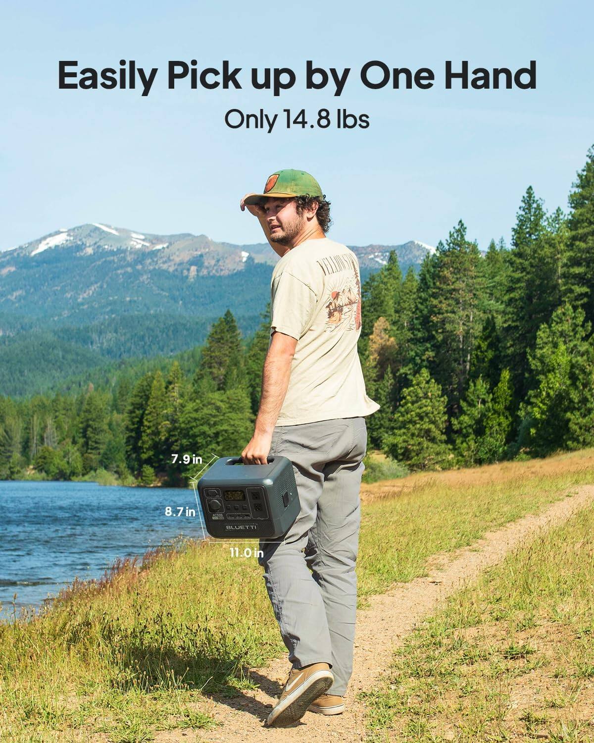 Easily Pick up by One Hand  
Only 14.8 lbs  

7.9 in  
8.7 in  
11.0 in  

BLUETTI