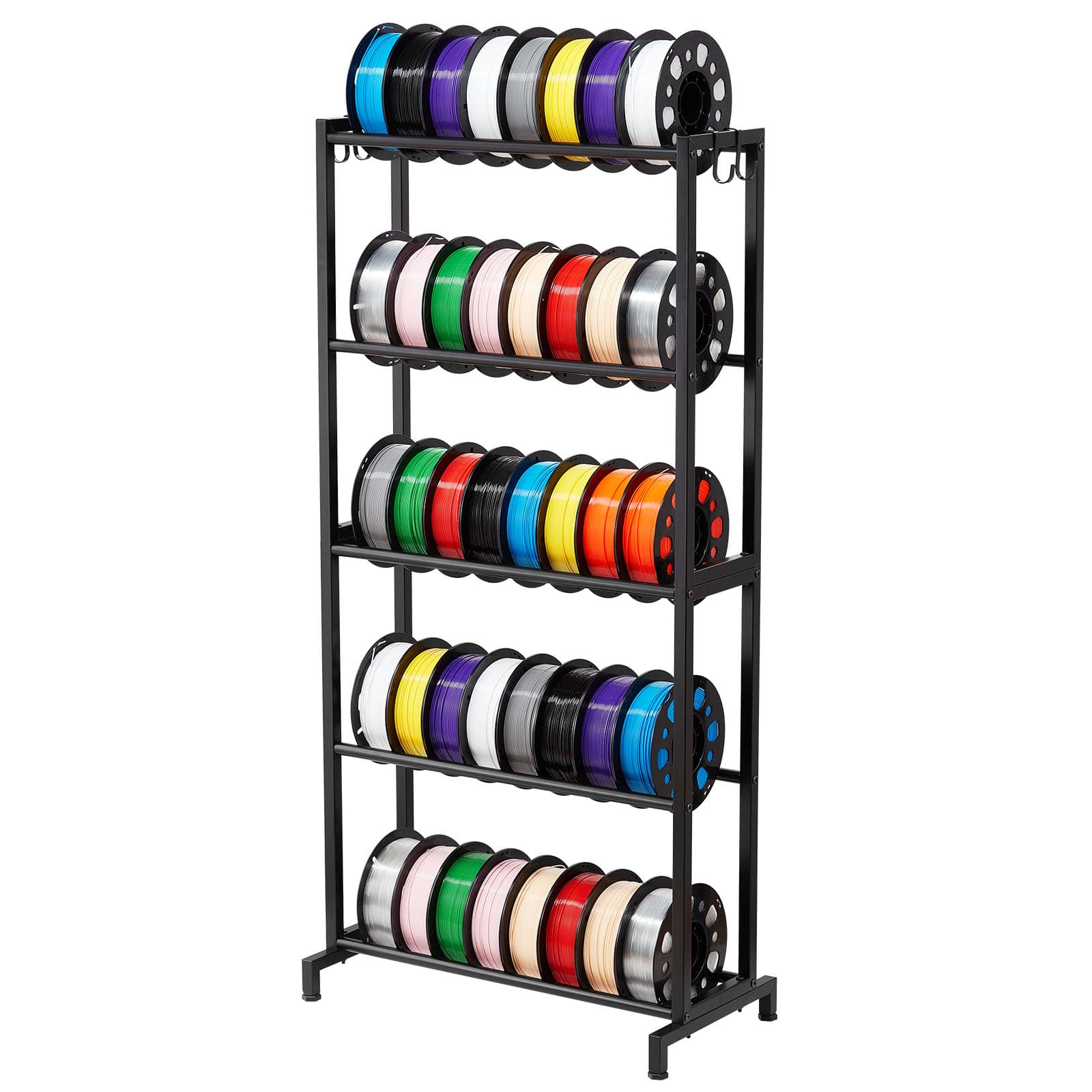 VEVOR - 3D Printer Filament Storage Rack,5 Tier Heavy Duty Storage Shelves for 3D Printing Filament, Filament Spool Holders Rack - Black