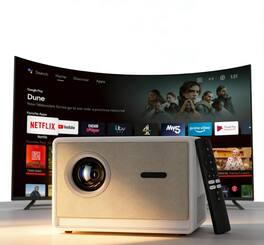 BESTSKI - Smart Projector, WiFi & Bluetooth, 1080P, 4K Support, Auto Keystone - White