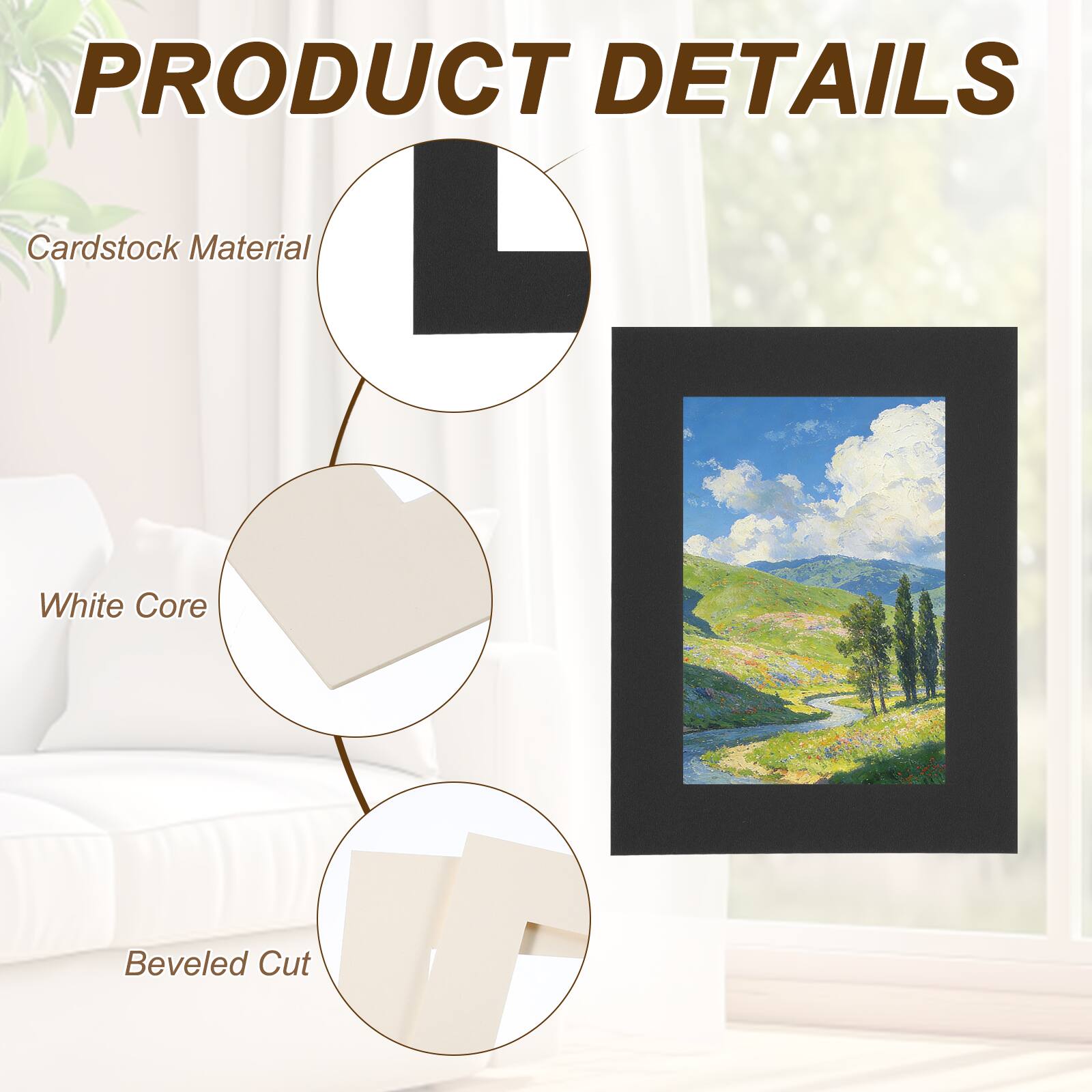 PRODUCT DETAILS  
- Cardstock Material  
- White Core  
- Beveled Cut